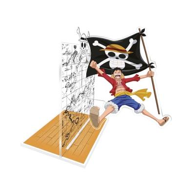 Imagem de ABYstyle One Piece Acrylic Bookend Luffy Design 15 cm x 11,4 cm Decoração de prateleira de anime, acessório de mangá suporte acrílico organizador de sala de pirata presente de mercadoria