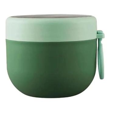Imagem de Lancheira Térmica com Colher 600ml Pote Infantil de 304 Aço inox (Verde)