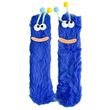 Imagem de Meias redondas femininas fofas de pelúcia engraçadas com design de lag