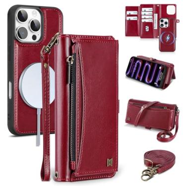 Imagem de BLISLIAR Capa carteira para iPhone 16 Pro Max com suporte para cartão/carteira/alça transversal | Bloqueio RFID | Magnético | Suporte | Destacável | Capa de telefone de couro PU para iPhone 16 Pro Max