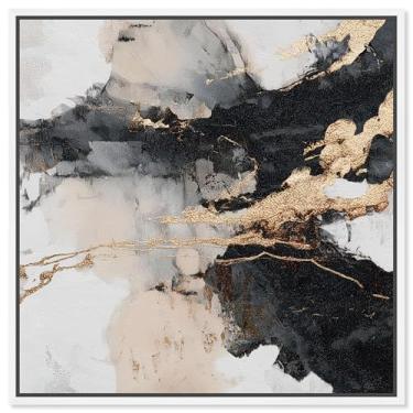 Imagem de Arte de parede dourada com impressão em tela Golden Fracture IV por Art Remedy, moldura branca, 12 x 12