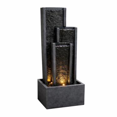 Imagem de Fonte de Água Cascata Grande com LED, Design Moderno, Iluminação Integrada, Decoração de Jardim e Interiores