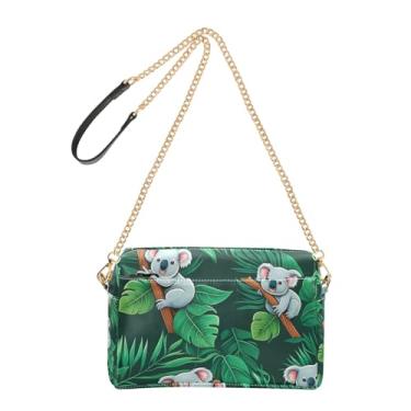 Imagem de Bolsa feminina transversal bolsa para celular bolsa de couro PU alça de ombro fofa coalas árvores verde tropical