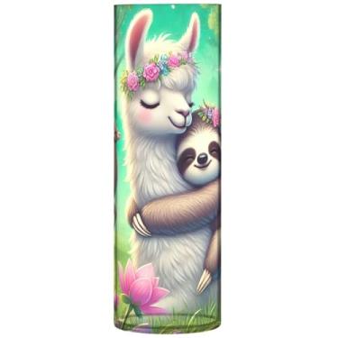 Imagem de Vasos cilíndricos decorativos para flores, linda estampa de preguiça, vasos e plantadores de plástico floral, decoração de flores modernas, exclusivas, personalizadas, 30 x 9,9 cm