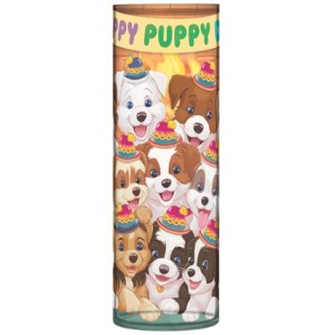 Imagem de Vaso de flores cilíndrico de cachorro fofo para mesa, vasos altos de plástico personalizado, decoração floral fofa para sala de estar, 30 cm x 9,9 cm