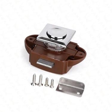 Imagem de Trava de pressão para carro de campista 26 mm RV Caravana Barco Motor Home Gabinete Gaveta Trava de botão sem chave 1 peça (marrom)