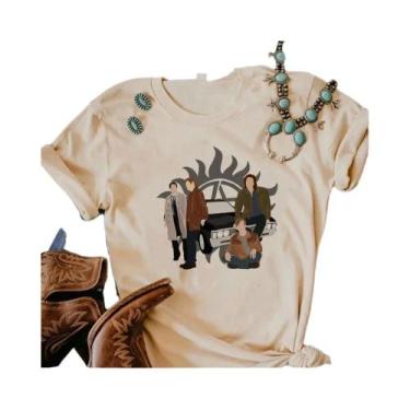 Imagem de Camiseta sobrenatural japonesa em quadrinhos das mulheres, roupa femin