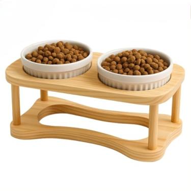 Imagem de Comedouro e Bebedouro Duplo Elevado 320ML - Ideal para Cães e Gatos, Anti-Derrame e Ergonômico, para Pets de Tamanhos Diversos (Rosa)