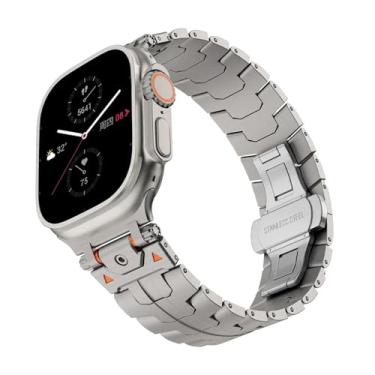 Imagem de HEPUP Banda para apple watch ultra 2 49mm série 10 9 8 7 se 6 5 4 pulseira de aço inoxidável para iwatch 49 42 46mm 41 45mm 40 44mm pulseira pulseiras(Titanium,For iwatch 10 46mm)