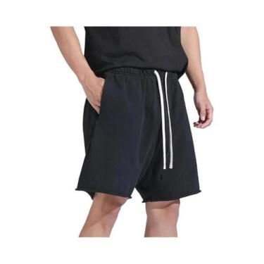 Imagem de Bermuda De Algodão Masculina Para Verão Com Bolso Com Zíper, Solta, Pa