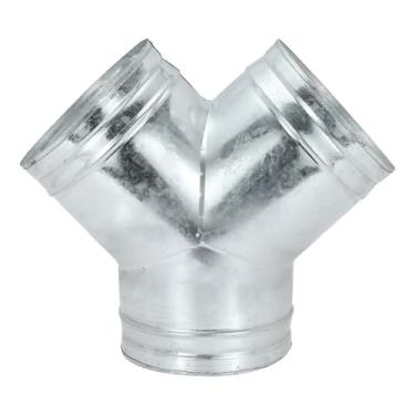 Imagem de PATIKIL Conector de duto de 3 vias de 20 cm, aço galvanizado, divisor de duto de ventilação de ar de 45 graus, adaptador de tubo de escape, encaixe de coleta de poeira para sistemas de secador HVAC
