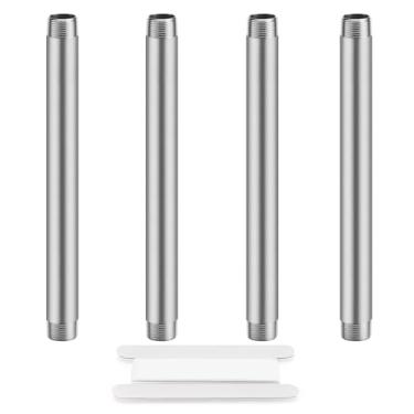 Imagem de Home TZH Tubo de aço inoxidável 304 de 1/5.1 cm x 20.3 cm, NPTx 1/5.1 cm NPT macho rosqueado, tubo de aço pré-cortado SCH40 para aplicações de gás de encanamento, hidráulica e industrial (20 cm, 4