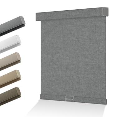 Imagem de HOTSOON Cortinas de rolo blackout para persianas internas, sem fio, tecido de linho, tecido com isolamento térmico, persianas de proteção UV para casa, escritório, porta, quarto, apagão, 56 cm L x 182