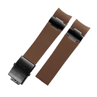 Imagem de BUDAY Pulseira de relógio de borracha de silicone, para Ulysse Nardin 263 DIVER, pulseira de relógio com cinto impermeável de 22 mm (B marrom preto)