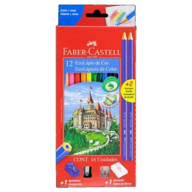 Imagem de Lápis De Cor Faber Castell 12 cores + Apontador + Borracha - Faber-Cas