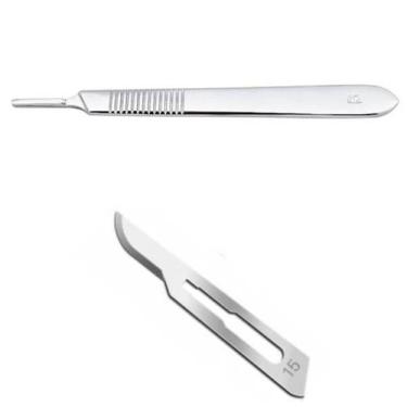 Imagem de Cabo + Lâmina De Bisturi Aço Carbono Descartável número 15 c/100 Uniqm