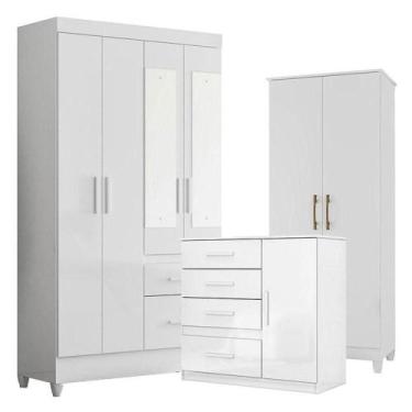 Imagem de Guarda Roupa Com Espelho Infantil Sobral Com Cômoda Vênus E Armário Mu