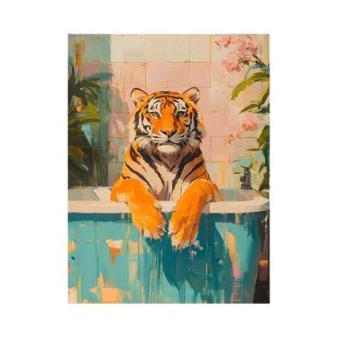 Imagem de Arte Em Tela De Pintura Abstrata De Animais Coloridos: Tigre, Chita, G