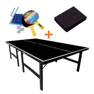 Imagem de MESA PING PONG ESPECIAL COR PRETA MDP 15MM - KLOPF 1010 + KIT TÊNIS DE