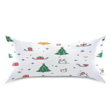 Imagem de Blueangle Fronha de cetim de árvore de Natal para cabelo e pele, fronha de seda, tamanho king (50,8 x 101,6 cm) - Capas de almofada de cetim refrescantes com fecho de envelope (140)