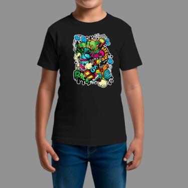 Imagem de Camisa Básica Casual Manga Curta Gola Redonda The Estamp, Preto, 16