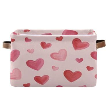 Imagem de Wassud Cesto de armazenamento de lona para dia dos namorados fofo com alças, cestas organizadoras dobráveis para armário, banheiro e decoração de casa, 1 pacote