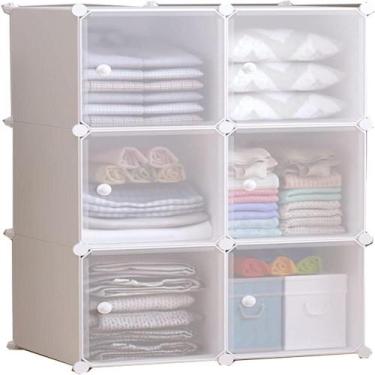 Imagem de Armário modular multiuso 6 portas guarda roupa organizador brinquedos 