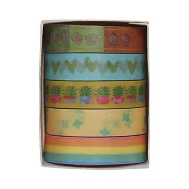 Imagem de Fita Washi Romântica Com Flores, 5 Rolos, Fita Decorativa DIY Fofa E F