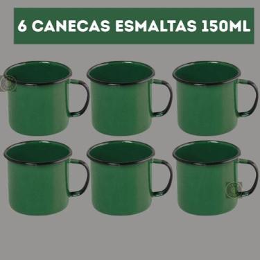 Imagem de Kit 6 Canecas VERDE 150ml Esmaltadas Copo Vintage Café Chá - NoBrand