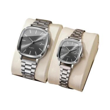 Imagem de Relógios De Pulso De Quartzo Para Casal Com Mostrador Quadrado, Relógi