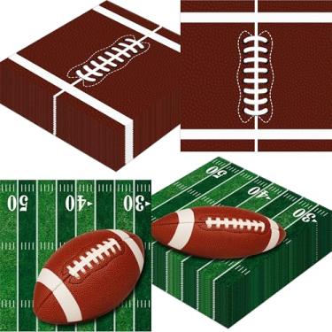 Imagem de 50 guardanapos de futebol, guardanapos de festa de futebol para dia de jogo, decorações de mesa de papel descartáveis para festa de aniversário esportiva de porta traseira