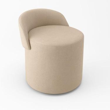 Imagem de Puff Encosto Redondo Linho Confortável Sala Quarto Moderno Cor:Cinza -