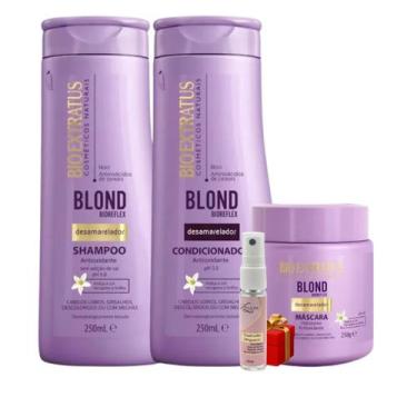 Imagem de Kit 1 Shampoo 1 Condicionador 1 mascara Desamarelador Blond Bioreflex 