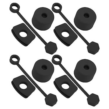 Imagem de Naroote Conjunto de Rolha de Derramamento à Prova de Vazamento de Silicone, Pacote Com 4 Acessórios de Copo Fáceis de Limpar para Uso Doméstico e No Escritório (Preto)