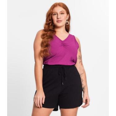 Imagem de Regata Plus Size Em Ribana Canelada Secret Glam Roxo, Plus G1, Roxo