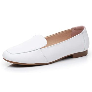 Imagem de VenusCelia Tênis feminino charmoso sem salto, Branco, 9 Wide