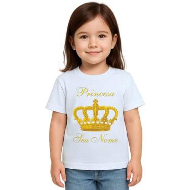 Imagem de Camiseta Coroa Dourada Princesa Estampa Personalizada - Use P4, Branco