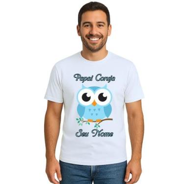Imagem de Camiseta Papai Coruja Azul Dia dos Pais Personalizada - Use P4, Branco