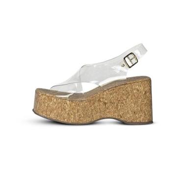 Imagem de Sandália Anabela Plataforma Feminina Vinil Transparente - Jessica Leal