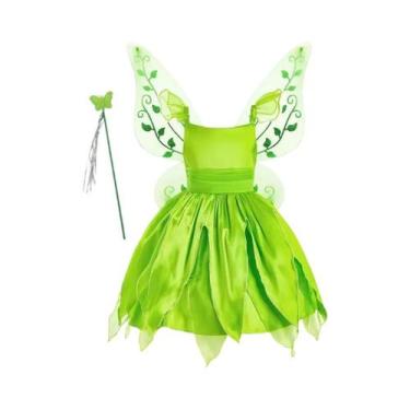 Imagem de Fantasia De Fada Tinker Bell Verde Para Meninas, Vestido Até O Joelho 