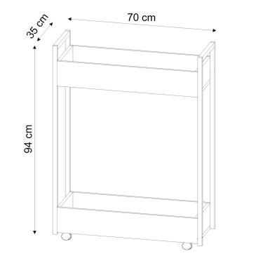 Imagem de Carrinho de apoio Estética Salão Industrial 2 Prateleiras Orla Freijó/Pto M12 - D'Rossi