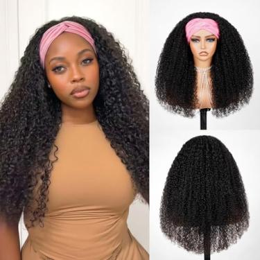 Imagem de Peruca de cabelo humano sem cola, meia peruca, 200% de atualização de densidade, 3 em 1, meia peruca com cordão sem costura, clipe Invisi, virar cabelo humano cacheado crespo 45,7 cm