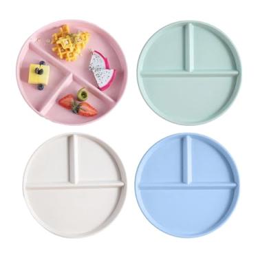Imagem de Pratos inquebráveis | 3 compartimentos reutilizáveis inquebráveis louça com talheres, conjunto de louça infantil, para piscinas de praia, trailers, festa ao ar livre, piquenique, acampamento, jantar