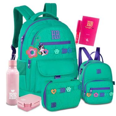 Imagem de Kit Mochila Rebecca Bonbon Grande Feminina Estojo Lancheira, RB26235 V