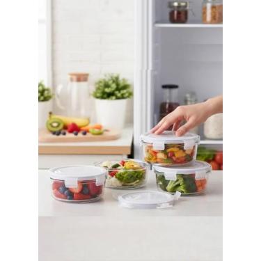 Imagem de Kit De 4 Pote Hermético De Vidro Com Tampa Trava Não Vaza - IDEAL