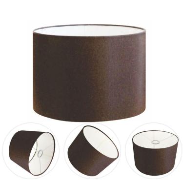 Imagem de Cúpula Abajur E Luminária Cilíndrica Vivare Cp-7017 ø40x21cm - Bocal Nacional Café