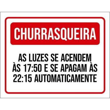Imagem de Kit 3 Placa Acm Churrasqueira Luzes Acendem 18X23 Branco - Sinalizo