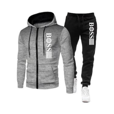 Imagem de Conjunto De Moletom Com Zíper E Calças Casuais Para Homens, Roupas Esp