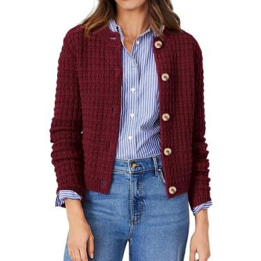 Imagem de Suéter PRETTYGARDEN Cardigan de Punto Granate Talla Grande