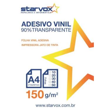 Imagem de 10 Folhas Adesivas Vinil A4 Semi Transparente para Jato De Tinta A PRO
